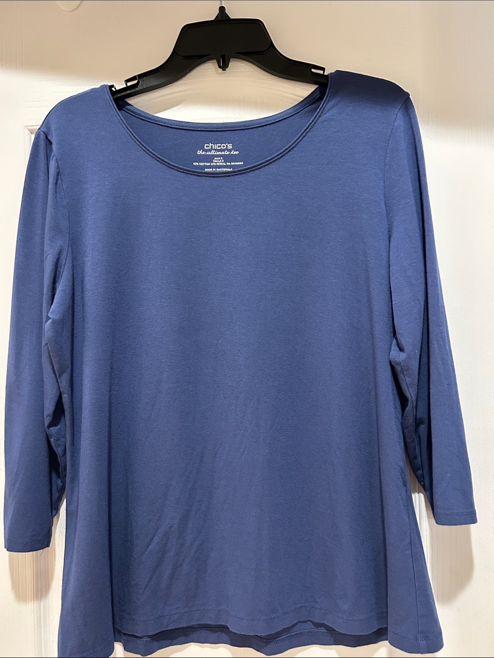 Chico's Blue Long Sleeve Scoop Neck Top